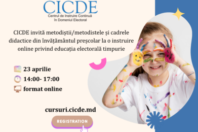 CICDE lansează înscrierile la cursul „Educația electorală timpurie în instituțiile de învățământ preșcolar”